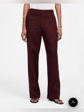 Madewell: The Tall Easy Pull-On Pant in 100% Linen-Chocolate Raisin MEDIUM-TALL